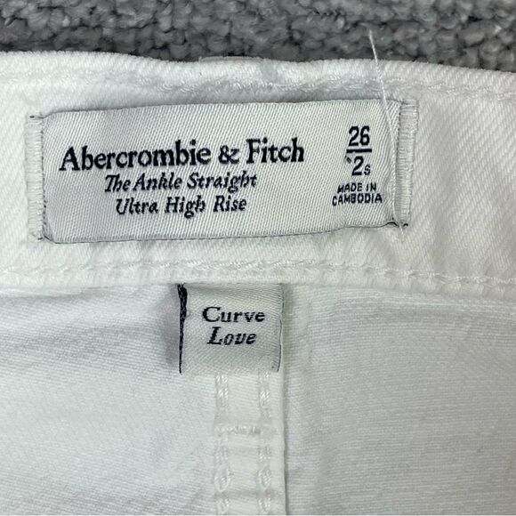Abercrombie & Fitch Jeans Women's 26 Short White Ankle Straight High Rise Ripped - Picture 4 of 11
